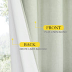NICETOWN Sage Green High-End Thermal Flax Linen Curtains, 62" Wide Per Panel, Set of 2, Full Blackout Privacy Drapes 72" Long for Dining Room, Soundproof Window Treatment Panels for Hall Room