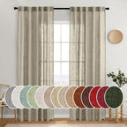 MIULEE Oatmeal Linen Curtains 52x84 Inch 2 Panels for Bedroom Living Room