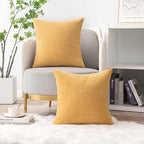 MIULEE Soft Chenille Throw Pillow Covers Beige Yellow 20x20 Inch Pack of 2