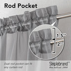 Simplebrand Grey Valances 14 Inches Long for Living Room Pocket 2 Panel Light Filtering Sheer Translucent Valence Toppers for Window Kitchen Bathroom Bedroom 42x14 Inch Length