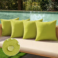 MIULEE Pack of 4 Decorative Outdoor Throw Pillow Covers Linen Waterproof Pillow Covers Summer Farmhouse Cushion Cases for Patio Garden Tent Balcony Couch Sofa 18x18 Inch Grass Green