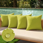 MIULEE Pack of 4 Decorative Outdoor Throw Pillow Covers Linen Waterproof Pillow Covers Summer Farmhouse Cushion Cases for Patio Garden Tent Balcony Couch Sofa 18x18 Inch Grass Green