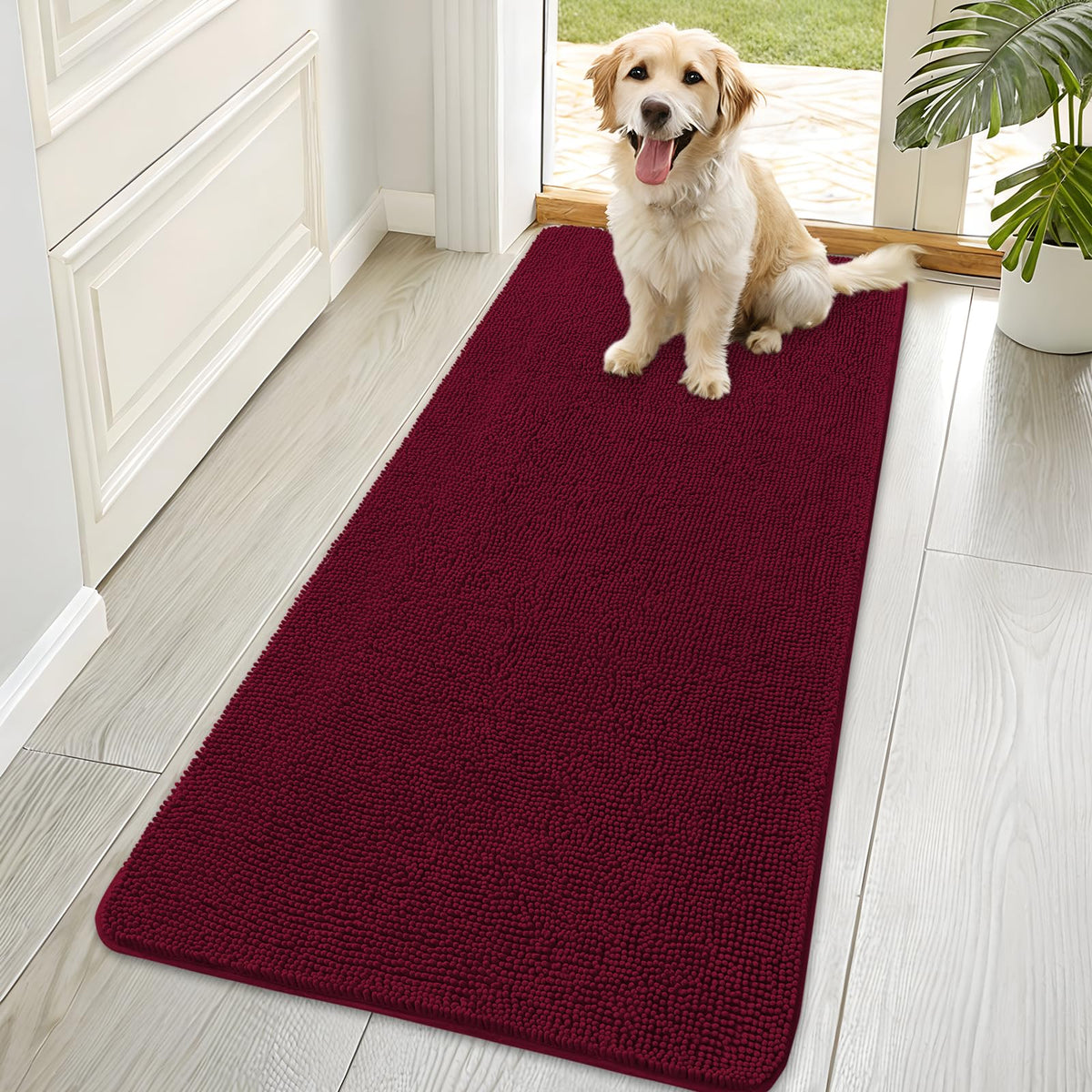 OLANLY Dog Door Mat for Muddy Paws 70x35, Super Absorbent Chenille Mud Mat