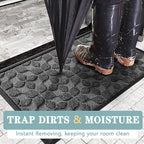 Bulijojo Sturdy Front Entrance Doormats,Durable Heavy Duty Welcome Mat,Thick Absorbent Natural Rubber Non Slip Mat,Easy Clean Entryway Mat 17"x30" Geometric Grey