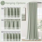 Guken 100% Blackout Curtains 72 Inch Length 2 Panels Set for Living Room Bedroom Back Tab Thermal Insulated Black Out Linen Drapes Room Darkening Window Curtains 72 Inches Long,Mist Sage