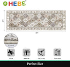 HEBE Hallway Runner Rug 2'x6' Washable Vintage Distressed Area Rugs Non Slip Laundry Rug Runner Boho Floor Carpet Runners for Hallways Entryway Laundry Room Kitchen Bathroom