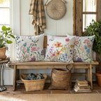 ONFAON Spring Summer Pillow Covers 20x20 Set of 4,Floral Seasonal Summer Outdoor Decoration Pillowcase Linen Cushion Cover for Couch Sofa