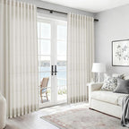 Nanspring Mousse White Linen Curtains 84 Inches Long for Living Room Light Filtering Semi Sheer Curtain Back Tab Simple Modern Elegant Luxury Coastal Decor Drapes for Bedroom Office 52x84,2 Panels