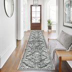 HEBE Hallway Runner Rug 2'x8' Washable Vintage Distressed Area Rugs Non Slip Laundry Rug Runner Boho Floor Carpet Runners for Hallways Entryway Laundry Room Kitchen Bathroom