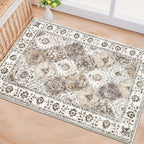 HEBE Washable Area Rug - 2'x3' Non Slip Soft Distressed Medallion Bedroom Boho Living Room Accent Throw Vintage Entry Floor Carpet for Dining Room Bathroom Entryway