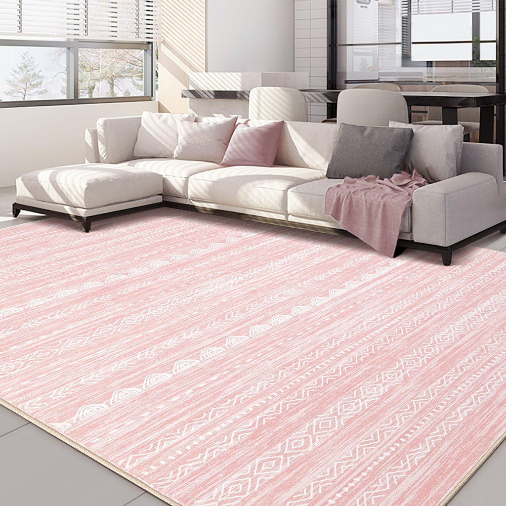 Nakagishi Boho 5x8 Area Rug Living Room Rugs Machine Washable Pink