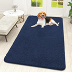 OLANLY Dog Door Mat for Muddy Paws 59x32, Absorbs Moisture and Dirt, Absorbent Non-Slip Washable Doormat, Quick Dry Chenille Mud Mat for Dogs, Entry Indoor Entryway Carpet for Inside Floor, Dark Blue