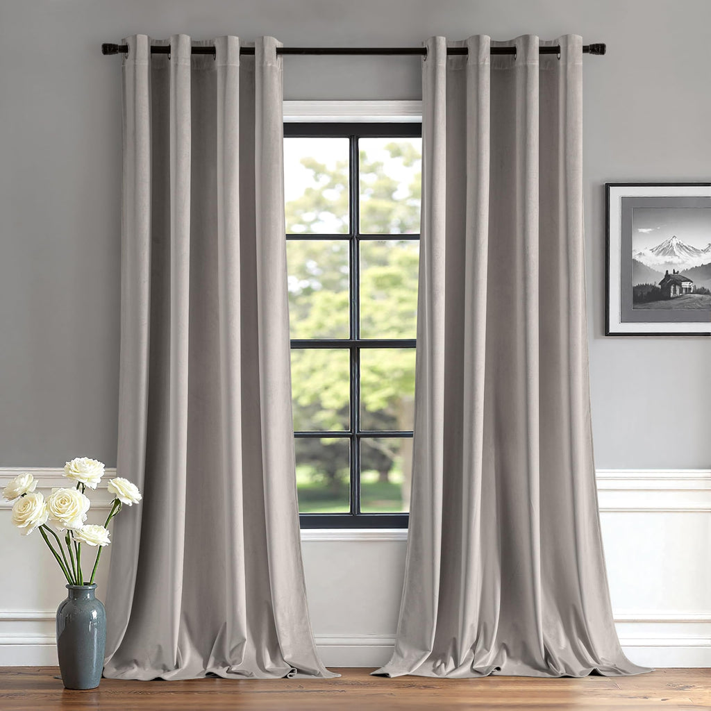 MIULEE Velvet Curtains Silver Grey 52 x 84 Inch Length Set of 2