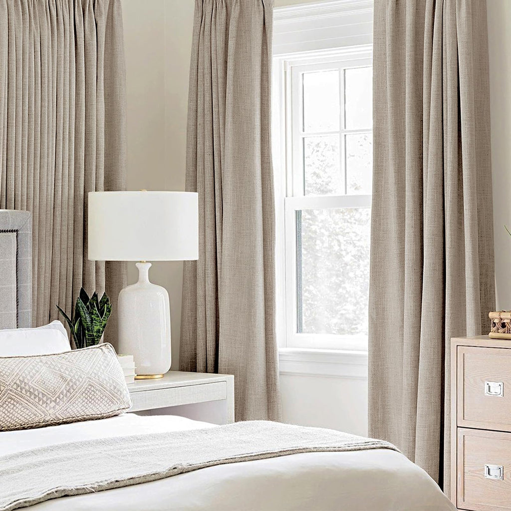 MIULEE 100% Blackout Linen Curtains for Bedroom 52x84 Inches Taupe