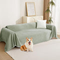 MYSKY HOME Sectional Couch Cover Blanket Living Room Furniture Protector for Pets, Farmhouse Home Decor Sofa Covers Tassel Chenielle Sofa Slipcover Soft Throw Couch for Dogs, 71" X 150", Sage Green