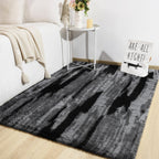 TWINNIS Super Soft Shaggy Rugs Fluffy Carpets, 5x8 Feet, Indoor Modern Plush Area Rugs for Living Room Bedroom Kids Room Nursery Home Decor, Upgrade Anti-Skid Rectangular Fuzzy Rug, Black Gray