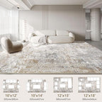 UERMEI 12x18 Area Rug Living Room Rugs Extra Large Brown Grey Carpet