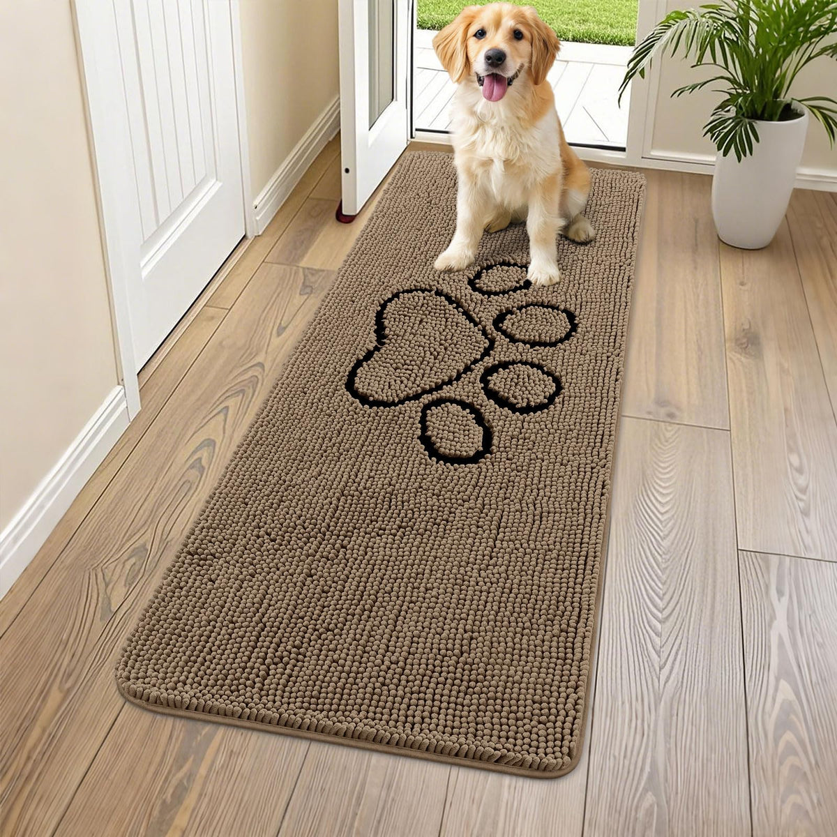 Smiry Dog Door Mat for Muddy Paws, Absorbent Non Slip Dirt Trapper, 59x24