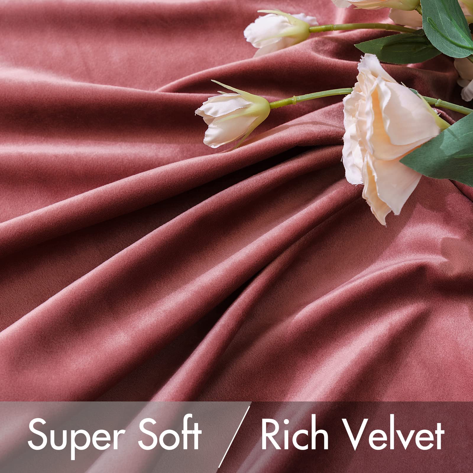 MIULEE Velvet Curtains 52x108 inches 2 Panels Dusty Rose Pink Curtains