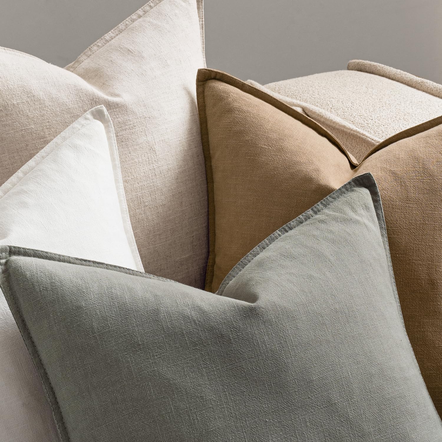 MIULEE Neutral Boho Linen Decorative Pillow Covers 20x20 Inch Pack of 4