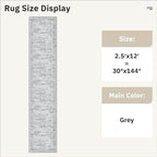 Runner Rug 2'6" x 12' Washable Non-Slip Runner Rugs for Kitchen Bathroom Laundry Room Vintage Ultra Thin Runners for Hallway Entryway Grey