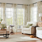 jinchan Vintage Floral Linen Curtains 84 Long for Living Room 2 Panels