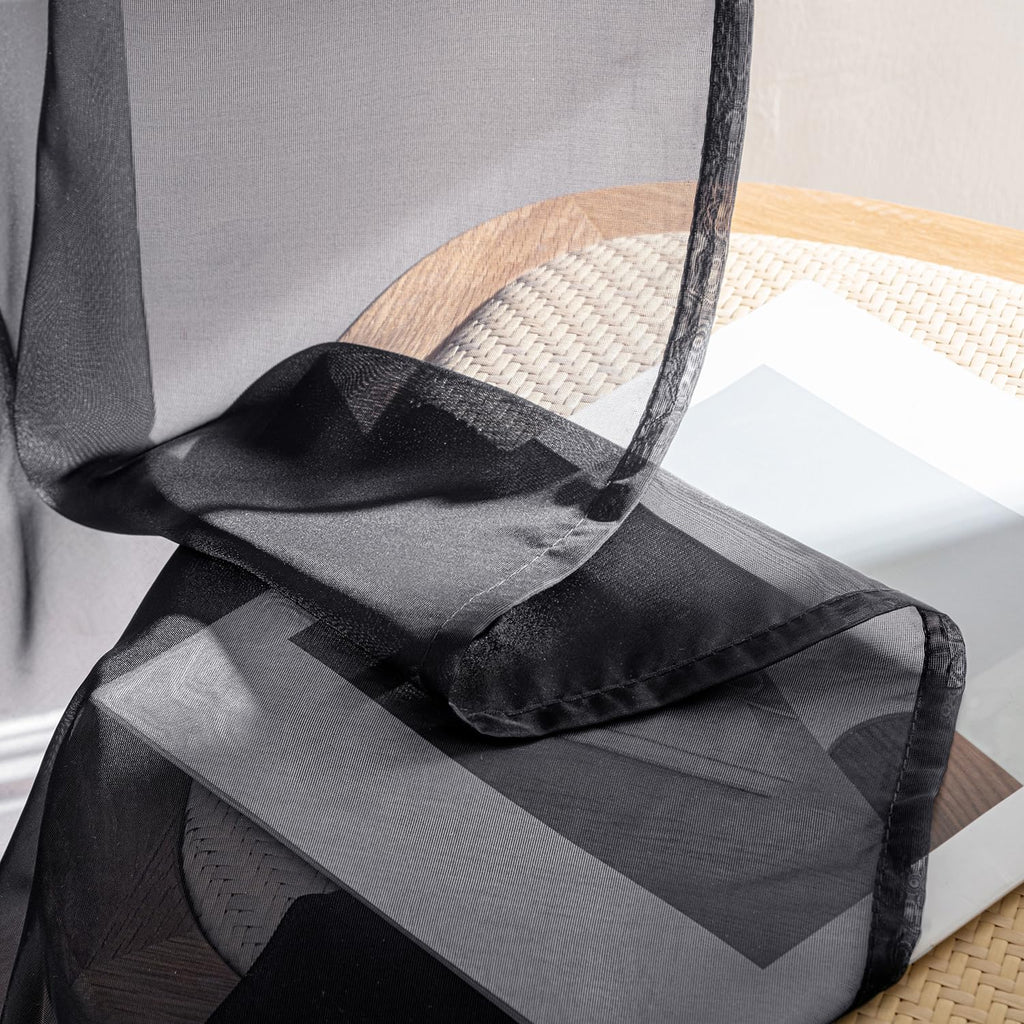 MIULEE Black Sheer Curtains 84 Inches Long 4 Panels 42 x 84 Inches