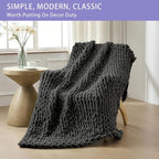Bigacogo Chunky Knit Throw Blanket for Couch, 80x90 inches, Dark Grey