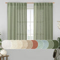 LAMIT Semi Sheer Linen Curtains 45 Inches Long 2 Panels for Small Window