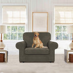WEERRW Velvet Stretch Chair Sofa Slipcover - 2 Pieces Luxury Soft Velvet Plush Couch Cover Furniture Protector with Elastic Bottom for Pets, Machine Washable, Light Brown, Small