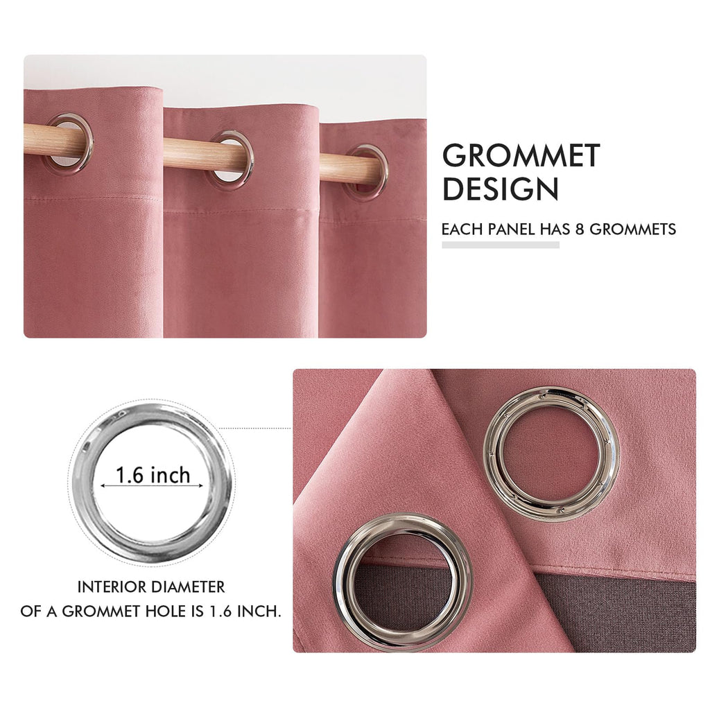 MIULEE Velvet Curtains Blush Pink 52 x 96 Inch Length Set of 2