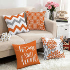 Hexagram Geometric Orange Pillow Covers 18x18 Set of 4, Decorative Outdoor Boho Modern Throw Pillow Covers, Home Sweet Home Farmhouse Cushion Case for Couch Sofa Bedroom Indoor Decor(No Insert)