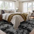4x6 Ft Shag Rugs for Bedroom Living Room, Tie-Dyed Ultra Soft Fluffy Furry Area Rugs for Indoor Floor, Aesthetic Carpet for Kids Home Decor (Dark Grey)
