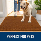 OLANLY Dog Door Mat for Muddy Paws 32x20, Absorbs Moisture and Dirt, Absorbent Non-Slip Washable Doormat, Quick Dry Chenille Mud Mat for Dogs, Entry Indoor Entryway Carpet for Inside Floor, Ochre