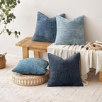 MIULEE Pack of 4 Couch Throw Pillow Covers 24x24 Inch Neutral Blue Soft Decorative Chenille Pillow Covers Farmhouse Accent Cushion Covers for Boho Western Spring Coastal Decor Sofa Bed Living Room