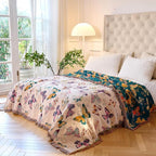 MSGKV Boho Throw Blanket for Bed Cotton Butterfly Twin Size Couch Blanket 60"x80" Muslin Spring Breathable All Seasons Lightweight Farmhouse Blankets