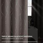 Deconovo Blackout Curtains, Thermal Insulated Soundproof Grommet Drapes, Wave Dots Silver Print, 42 x 45 Inch, Set of 2, Machine Washable Window Panel for Kitchen Bedroom Living Room Nursery, Taupe