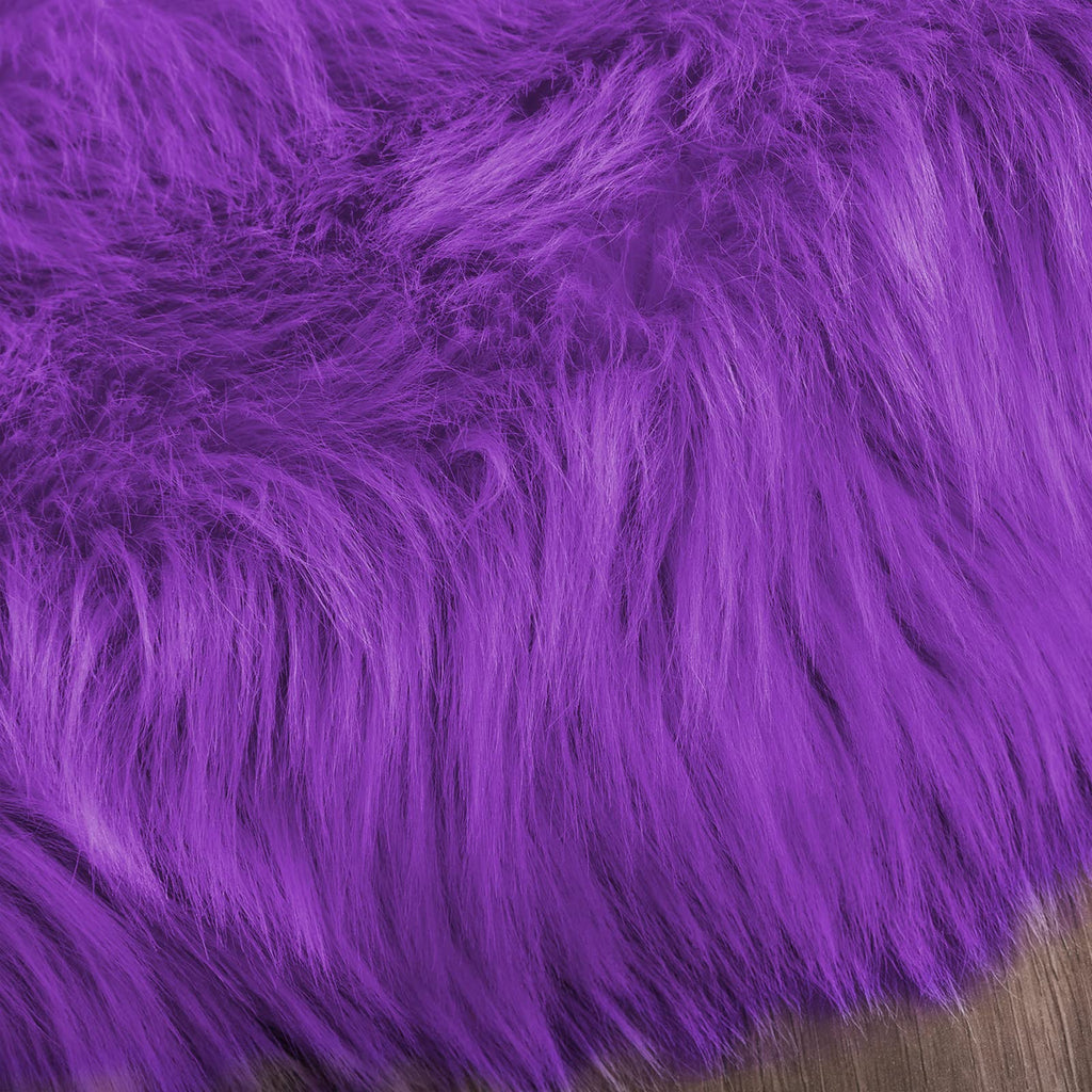 Latepis Purple Round Rugs 4ft Faux Fur Fluffy Shag Rug Machine Washable Sheepskin Rugs Shaggy Plush Soft Cute Carpet for Living Room Bedroom