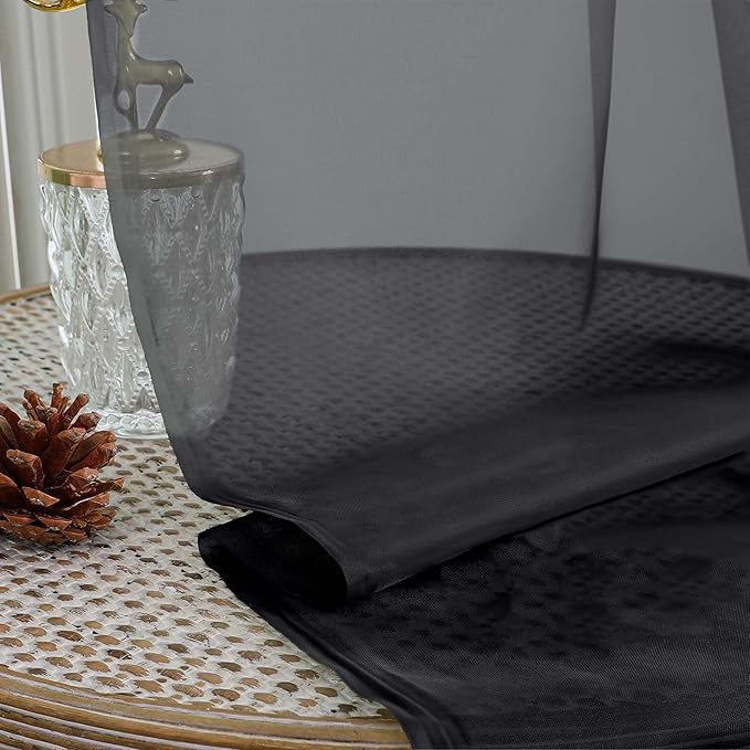 OWENIE Black Sheer Curtains 72 Inches Long 2 Panels Set, Transparent Voile Sheer Curtain for Living Room Bedroom Window Sliding Glass Door Treatment, 59 x 72 Inch, Black