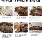 HANDONTIME Boho Geometric Couch Covers for Sofa Pet Friendly Brown and Black Sofa Covers Washable Chenille Couch Blanket Cover for 2 3 Cushion Couches Pet Protector Furniture Cover Soft, 71" X 118"