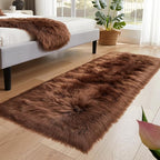 EasyJoy Ultra Soft Fluffy Rugs Faux Fur Rug Chair Cover Seat Pad Fuzzy Area Rug (2x6 ft Rectangle, Coffee)
