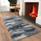 Soft Runner Rugs for Bedroom Hallways, 2x4 Abstract Grey Fluffy Shag Throw Area Rug Non Slip for Bedside Dorm, Long Shaggy Furry Carpet for Nursery Living Room