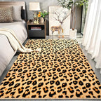 Amearea Soft Leopard Rugs for Bedroom Living Room, 3x5 Modern Cheetah Print Thickened Memory Foam Rug, Fluffy Indoor Washable Animal Rug Carpet for Kids Boys Girls Dorm Nursery Room Home Decor, Khaki