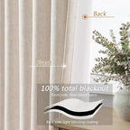 Guken 100% Blackout Linen Curtains 80 Inch Length 2 Panels Set for Living Room Bedroom Back Tab Thermal Insulated Black Out Drapes Room Darkening Farmhouse Style for Bedroom Window Curtains 40 Wide