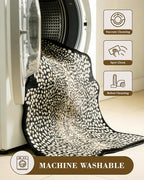 Leopard Print Rug for Living Room, Cheetah Rug 6.2x8.2 Faux Animal Print Skin Cheetah Area Rug for Bedroom Nursery Animal Fur Hide Irregular Shaped Rustic Antelope Black