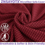 ZNSAYOTX Stretch Oversized Couch Cover Universal Sofa Covers for Living Room Dogs Pet Furniture Protector Spandex Extra Large Sofa Slipcovers with Anti Slip Foam Sticks (Wine Red, XL Sofa)