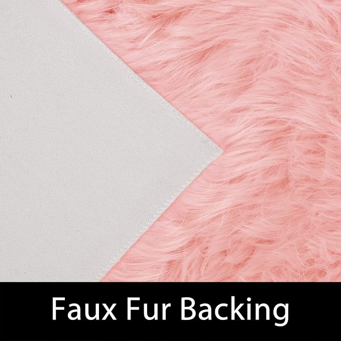 Latepis Pink Rugs for Living Room Shag 6x8 Faux Fur Sheepskin Rug for Sofa Bedroom Fluffy Washable Furry Plush Rug, Rectangle
