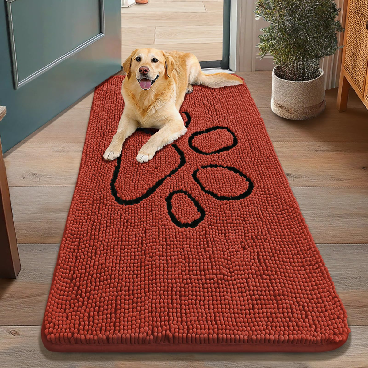 Smiry Dog Door Mat for Muddy Paws, Absorbent Non Slip Dirt Trapper, 48x30