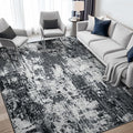 Washable Area Rugs 5'x8' Non-Slip Modern Abstract Soft for Living Room Entryway Bedroom Nursery, Print Pattern, Black Navy Blue Gray