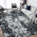 RELEANY Washable 6'x8' Abstract Area Rug for Living Room Black White